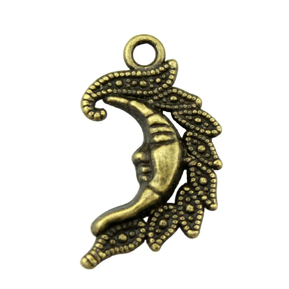 27x17mm 1.5g Multicolor Zinc Alloy Man in the Moon Charm Pendant for DIY Necklace Bracelet Making