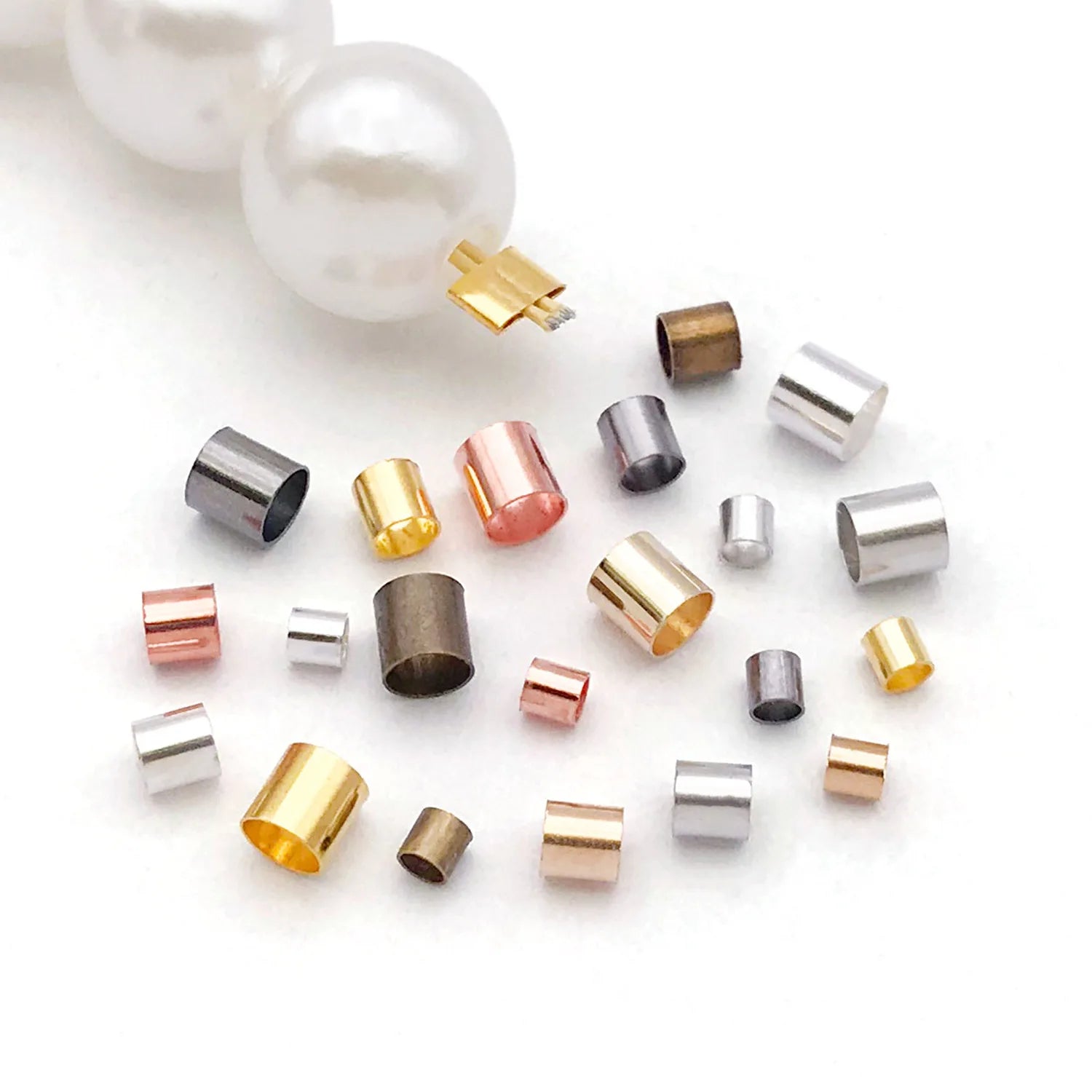 Copper Tube Crimp Beads Positioning Spacer Beads for DIY Beading Necklace Bracelet Ends