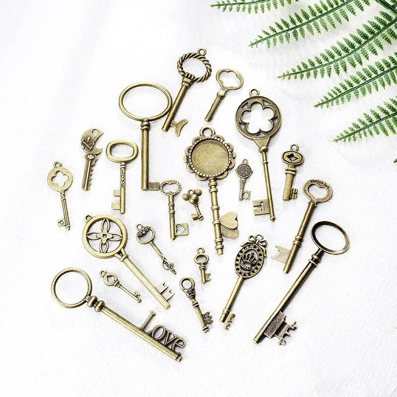 Zinc Alloy Double Sided Key Charm Pendant for DIY Necklace Bracelet Jewelry Making
