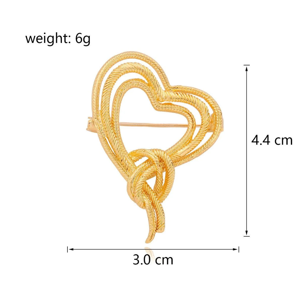 Elegant Gold Alloy Heart Bow Tassel Brooch For Women, Luxury Lapel Pin Sweater Corsage Suit Accessory Gift