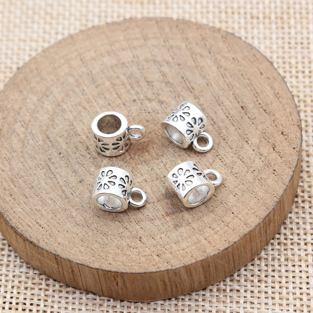 11x6.7x6.7mm 0.8g Antique Silver Zinc Alloy Three-Hole Bail Connector Charm for DIY Pendant Jewelry Making