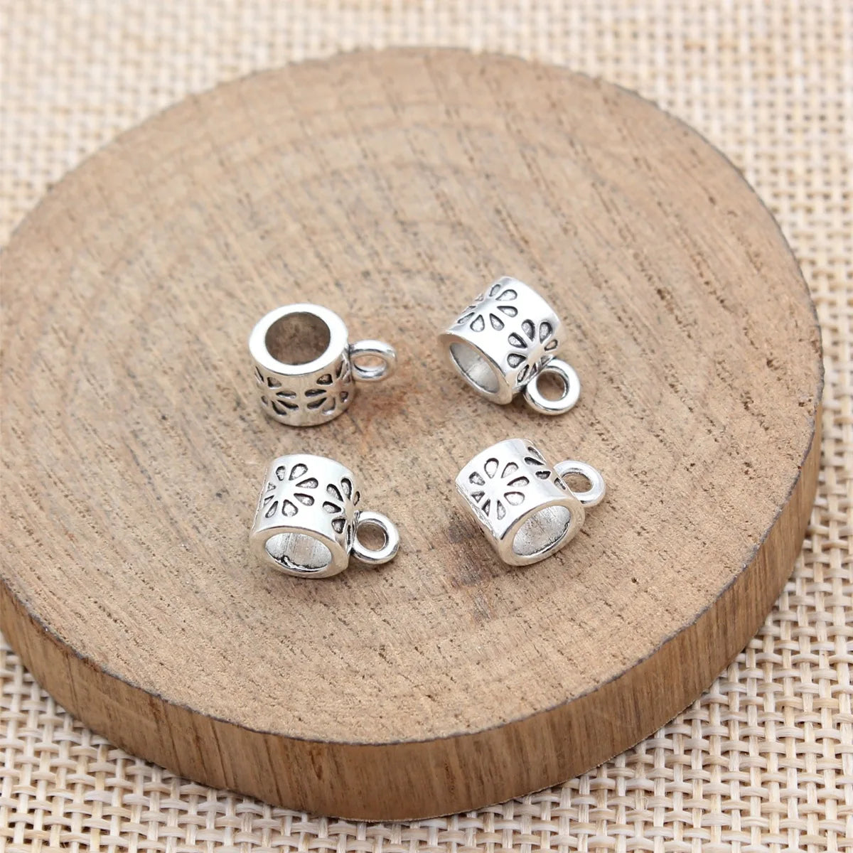 11x6.7x6.7mm 0.8g Antique Silver Zinc Alloy Three-Hole Bail Connector Charm for DIY Pendant Jewelry Making