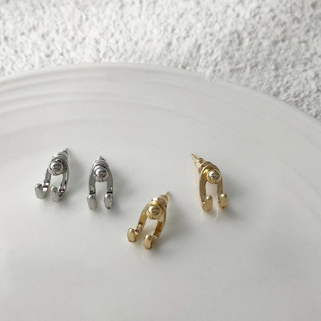 Real Gold Plated Alloy Geometric Circle Line Drop Earrings Korean Casual Minimalist