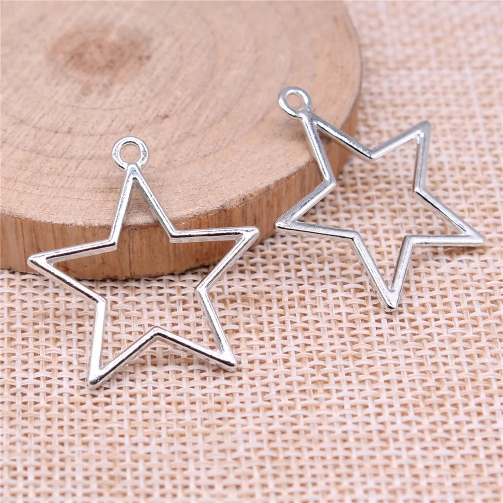 30x27mm 1.5g Multicolor Zinc Alloy Hollow Five Point Star Charm Pendant for DIY Jewelry Making