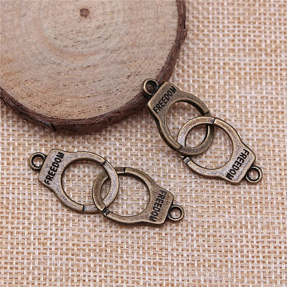 23x15mm 3g Multicolor Zinc Alloy Handcuffs Connector Charm for DIY Bracelet Necklace Making