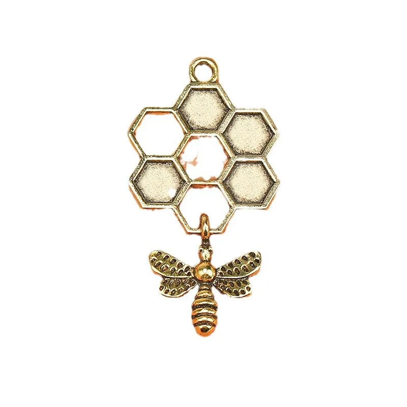 46x25MM Zinc Alloy Honeybee Honeycomb Charm Pendant for DIY Necklace Bracelet Jewelry Making