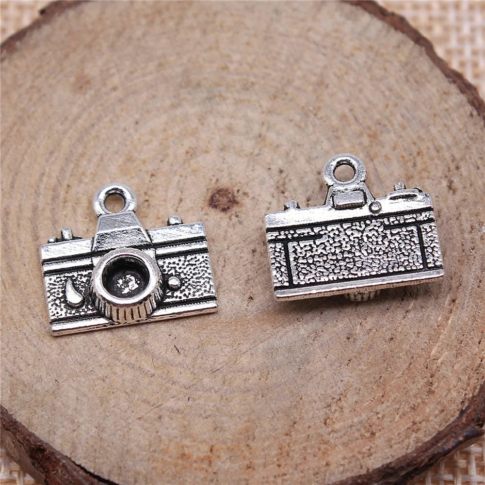 15x14mm 1.2g Multicolor Zinc Alloy Camera Charm Pendant for Travel Theme Bracelet Necklace Making