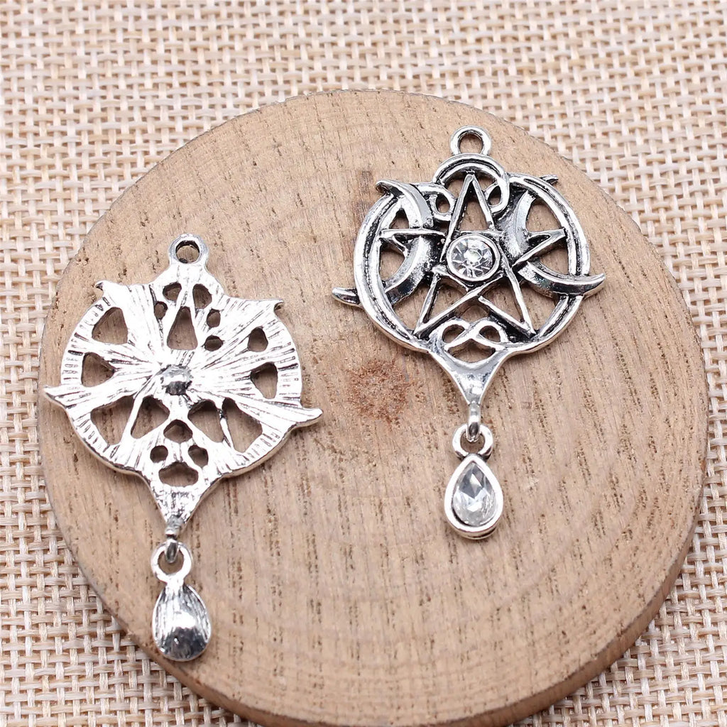 42x27mm 3.6g Antique Silver Zinc Alloy Star Moon Amulet Charm Pendant for Necklace Bracelet Making