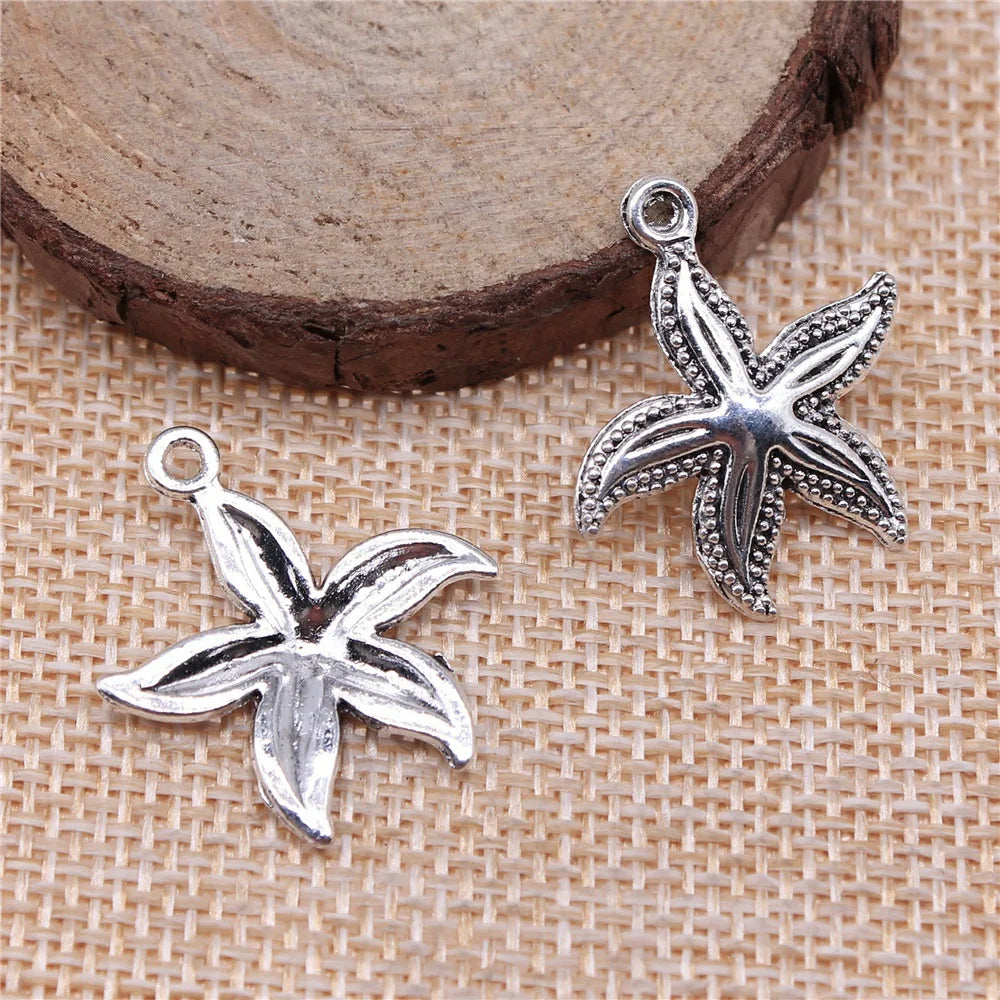 25x23mm 1.3g Multicolor Zinc Alloy Starfish Charm Pendant for DIY Ocean Theme Jewelry Making