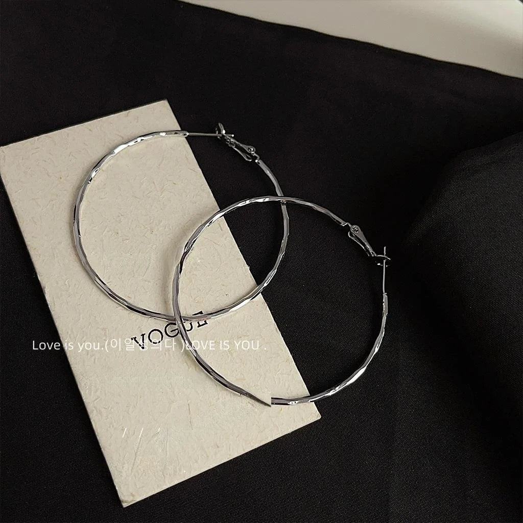 Exaggerated Copper Round Hoop Earrings Geometric Minimalist Sweet Cool Statement Jewelry