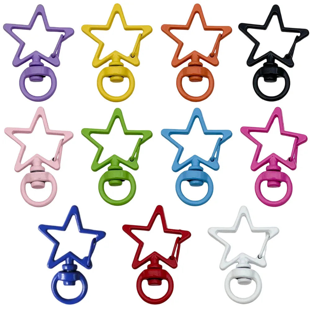 Zinc Alloy Candy Color Five Point Star Push Clasp Connector for DIY Keychain Jewelry Findings