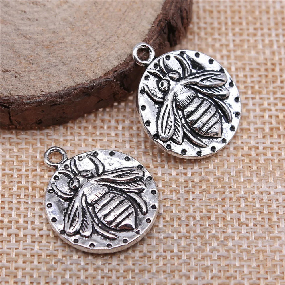 24x20mm 3.3g Multicolor Zinc Alloy Bee Double Sided Charm Pendant for DIY Necklace Bracelet Crafts