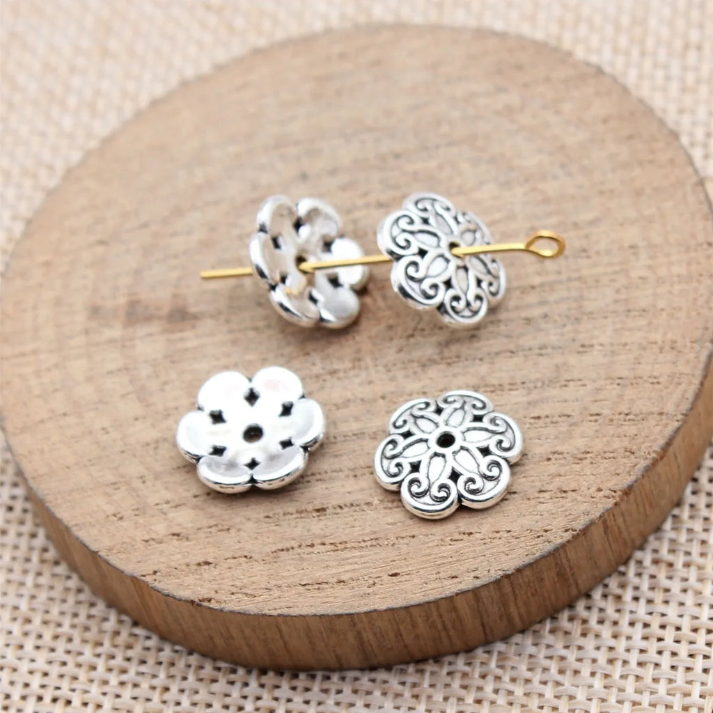 12x12x2.9mm 1.05g Antique Silver Zinc Alloy Flower Bead Cap Jewelry Findings for Garment Jewelry DIY