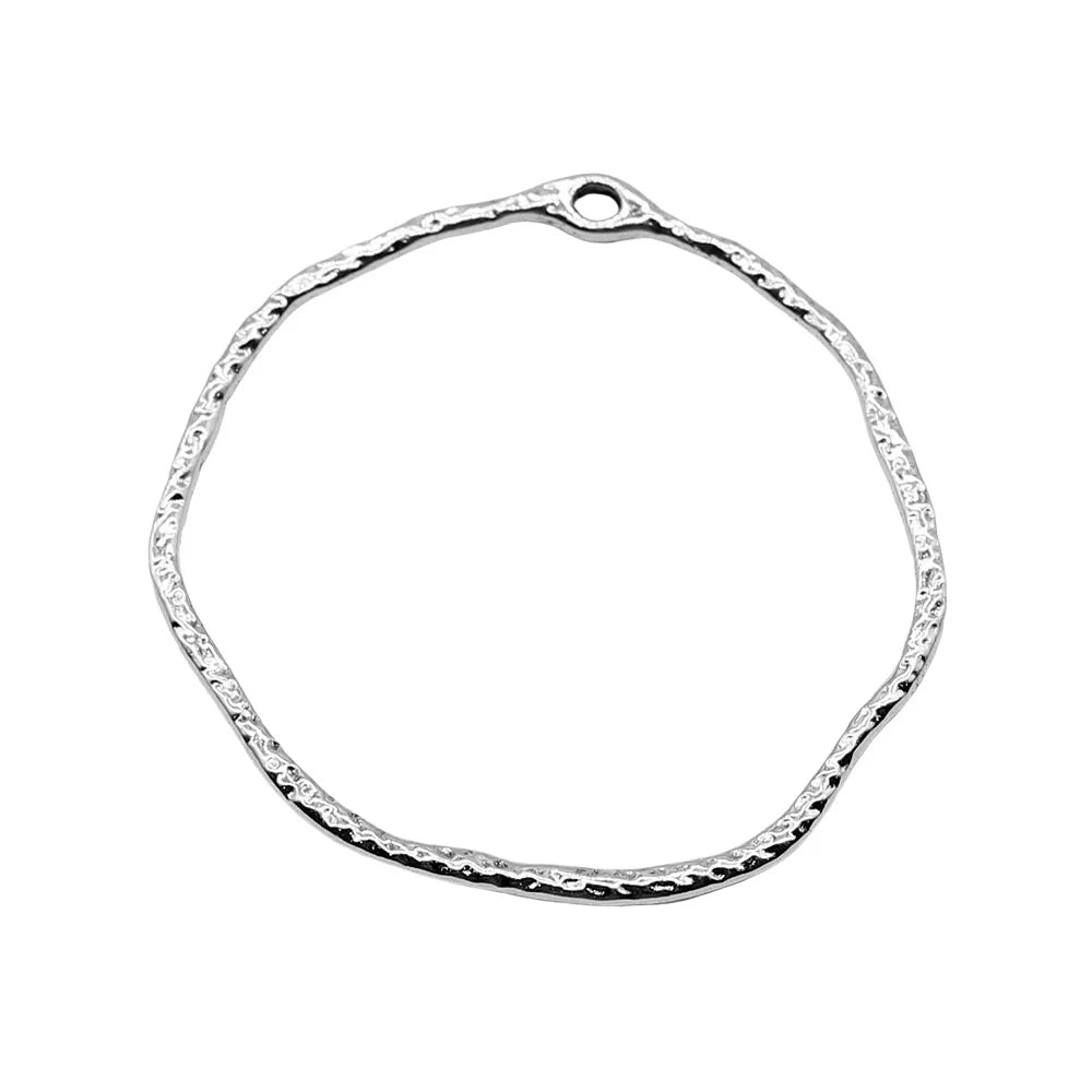 41x44mm 2.1g Antique Silver Zinc Alloy Irregular Ring Earring Connector Charms for DIY Earrings