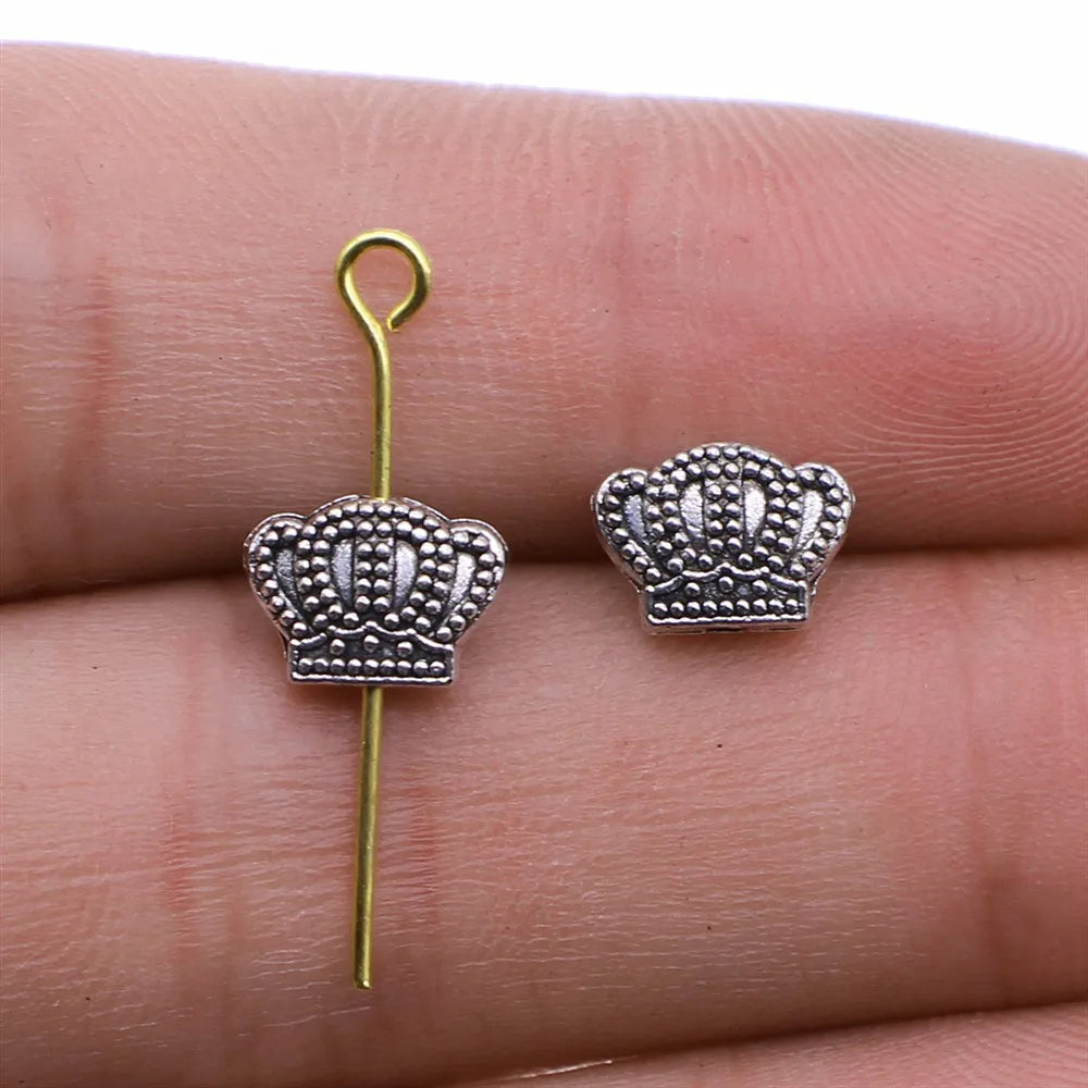 6x9mm 0.6g Antique Silver Zinc Alloy Crown Spacer Beads for DIY Bracelet Necklace Jewelry