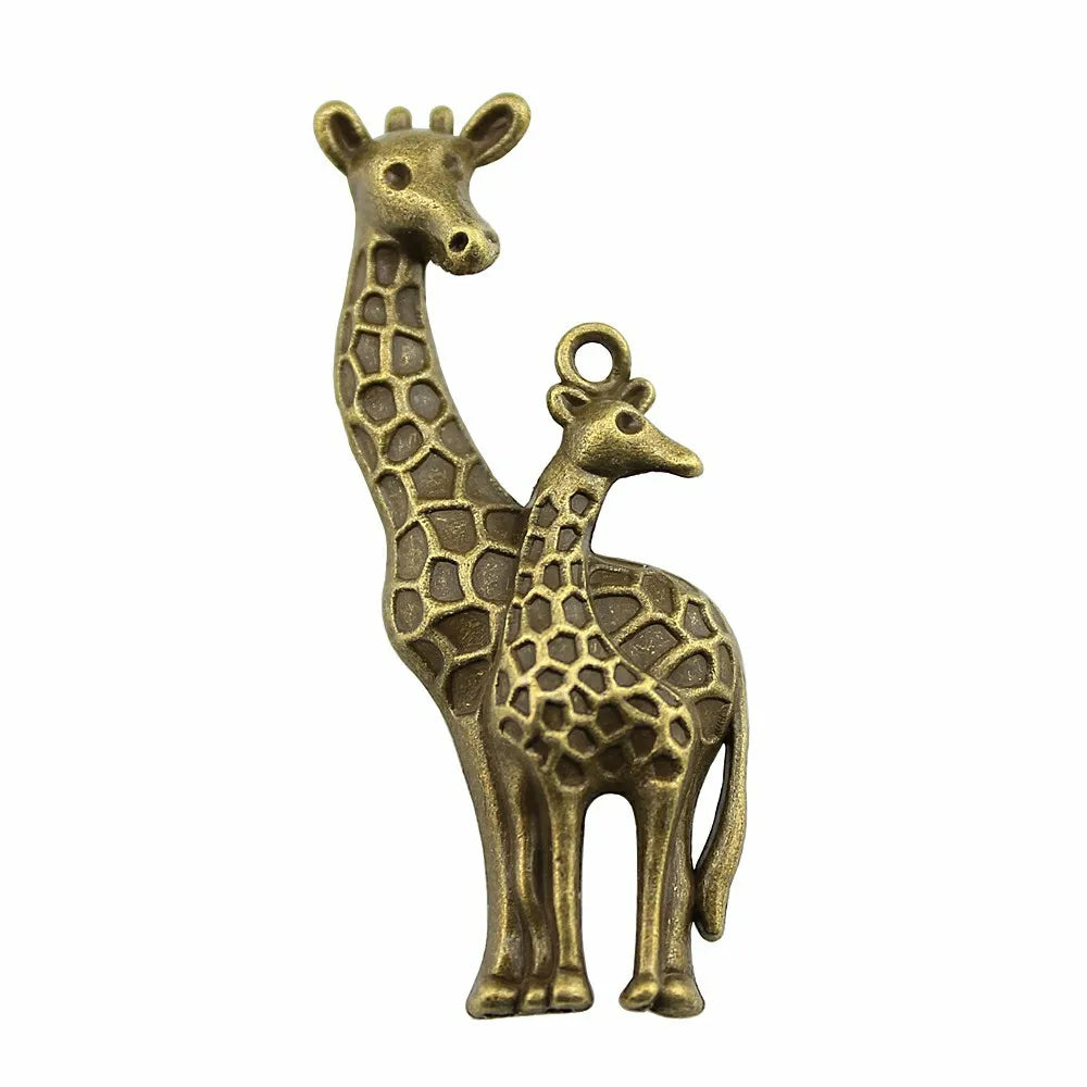 54x22mm 4.4g Multicolor Zinc Alloy Giraffe Charm Pendant for Necklace Bracelet Jewelry Making