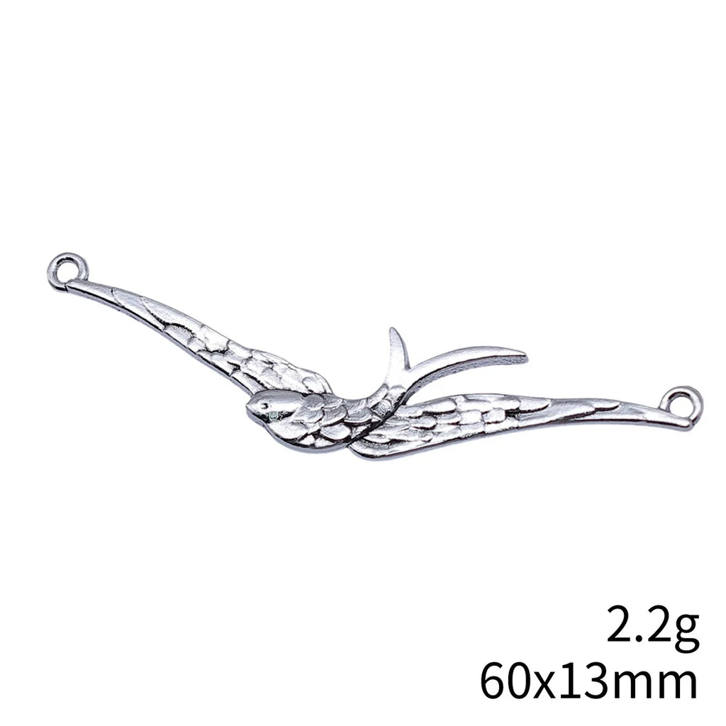 60x13mm 2.2g Antique Silver Zinc Alloy Swallow Charm Pendant for DIY Necklace Earring Jewelry Making