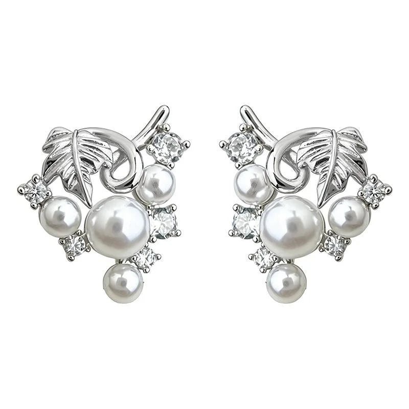 Silver Plated Eco Copper Grape Vine Zircon Drop Earrings For Women Luxury Designer Jewelry