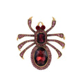 Luxury Big Spider Rhinestone Brooch With Pink Oval Crystal, Elegant Animal Lapel Pin Corsage Gift