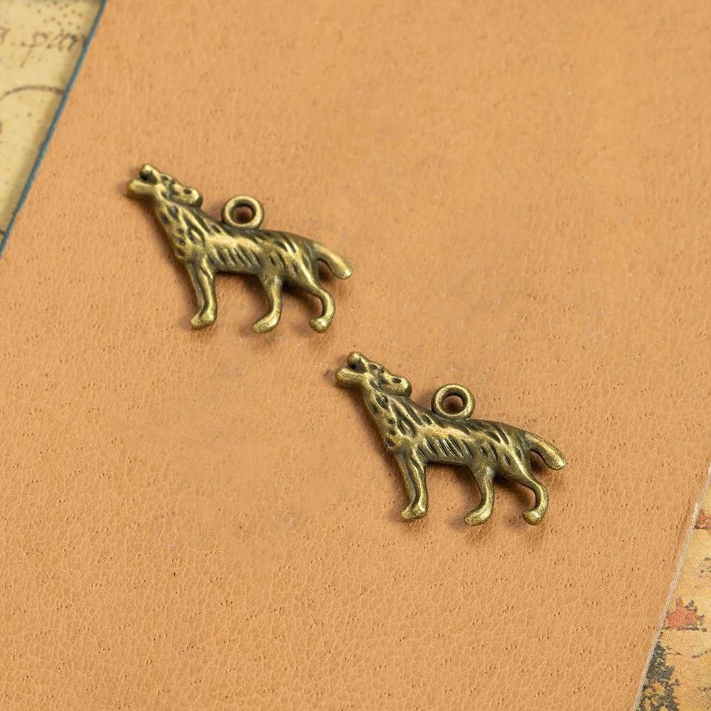 25x18MM Antique Silver Zinc Alloy Wolf Charm Pendant for DIY Necklace Bracelet Jewelry Making