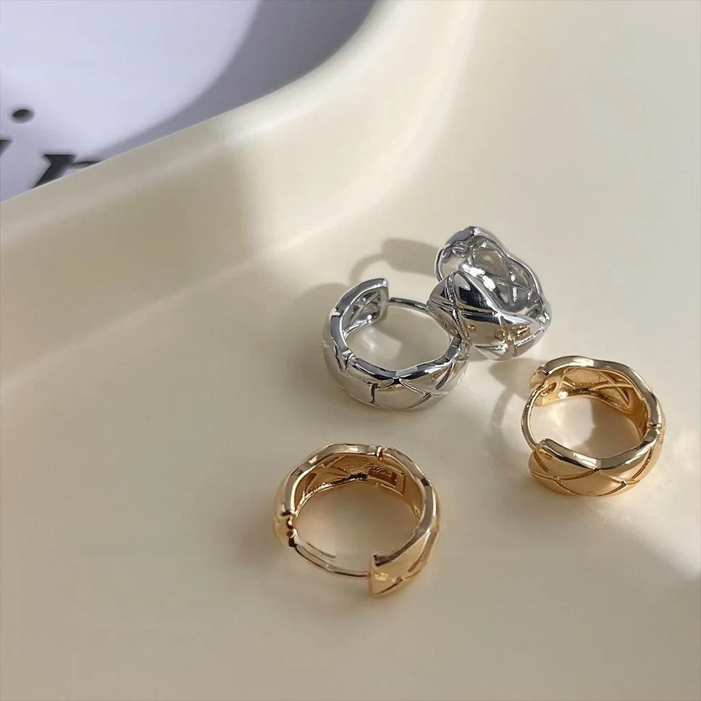 14K Gold Plated Copper Geometric Round Stud Earrings Minimalist Commuter Fashion