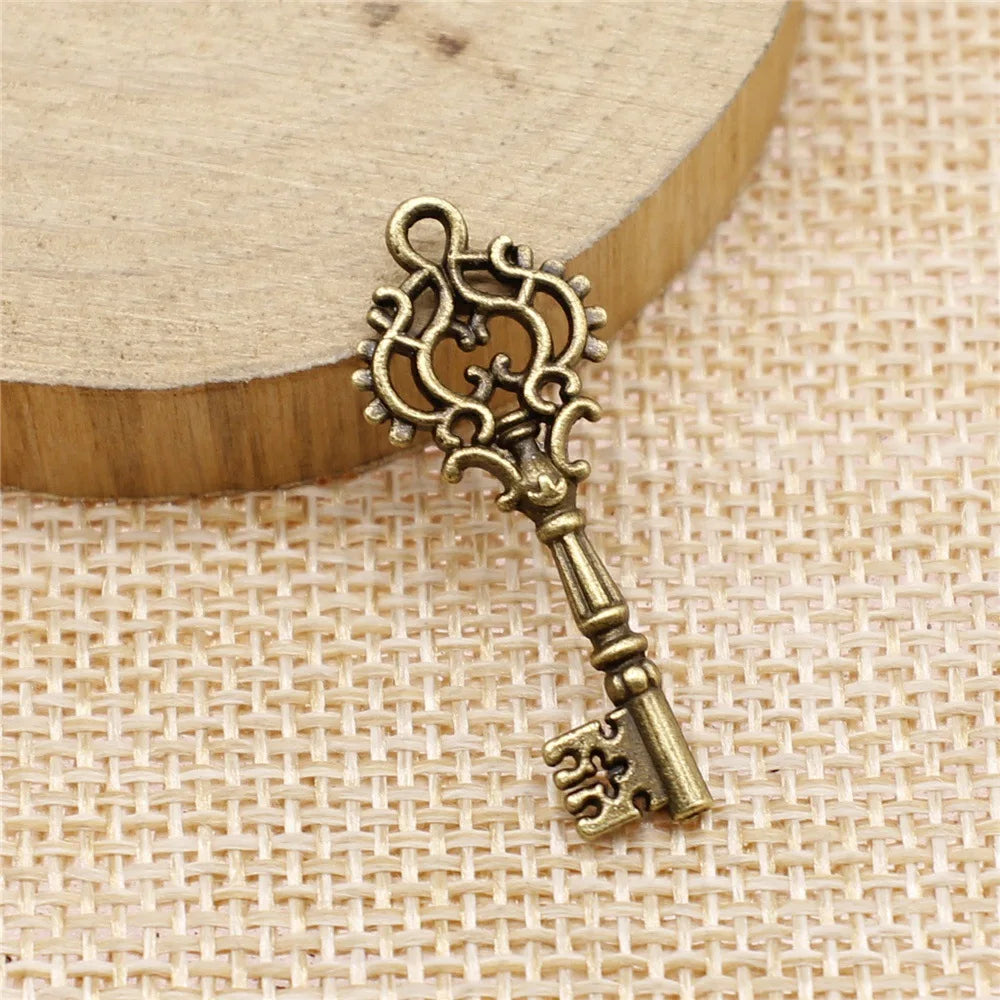 32x12mm 1.2g Zinc Alloy Key Charm Pendant for DIY Necklace Bracelet Keychain Jewelry Making