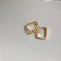 14K Gold Plated Copper Geometric Rectangle Stud Earrings Minimalist Smooth Elegant
