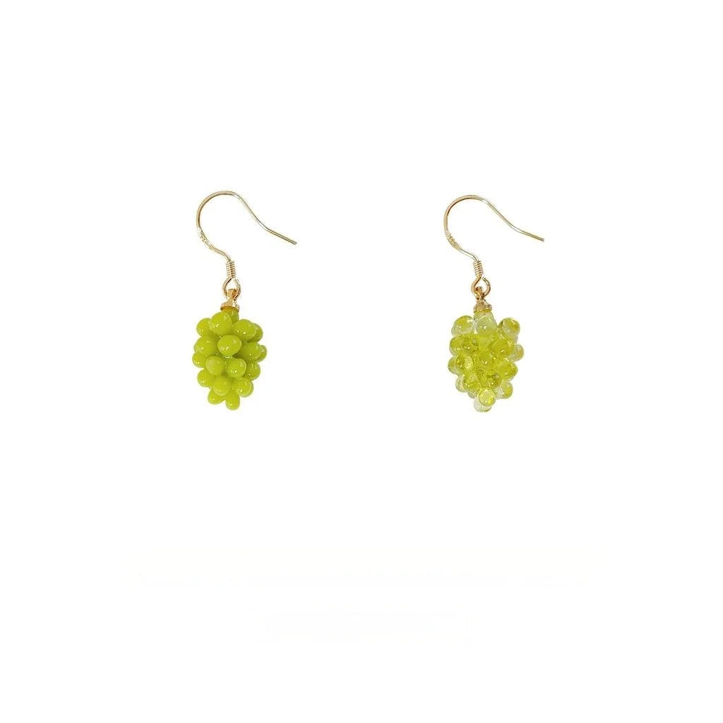 Fresh Resin Grape Fruit Drop Earrings For Women, Sweet Forest Style Niche Design Jewelry