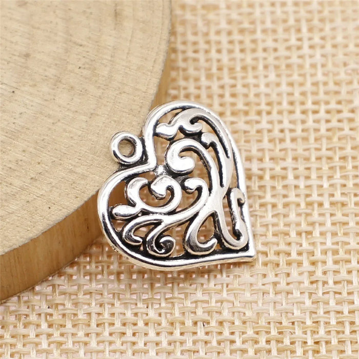 21x21mm 1.3g Multicolor zinc alloy Engraved Heart charm pendant for DIY garment jewelry decoration