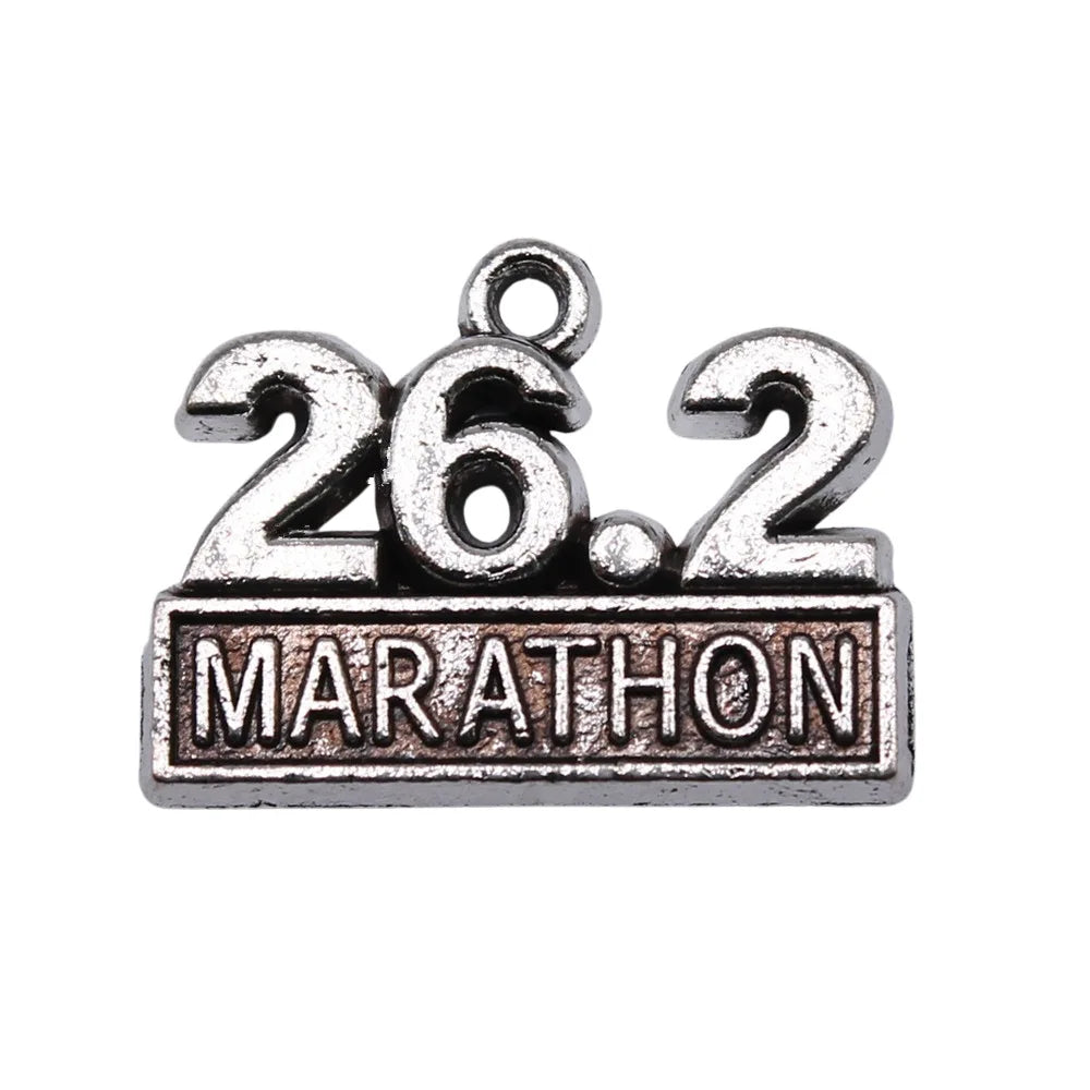 19x14mm 2.38g Antique Silver Zinc Alloy 26.2 Marathon Charm Pendant for DIY Sports Jewelry Making
