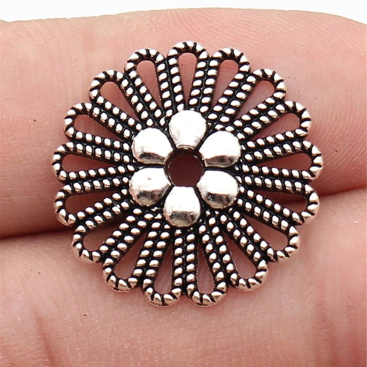 23x23mm 1.9g Multicolor Zinc Alloy Flower Filigree Connector Charm for DIY Bracelet Jewelry Making