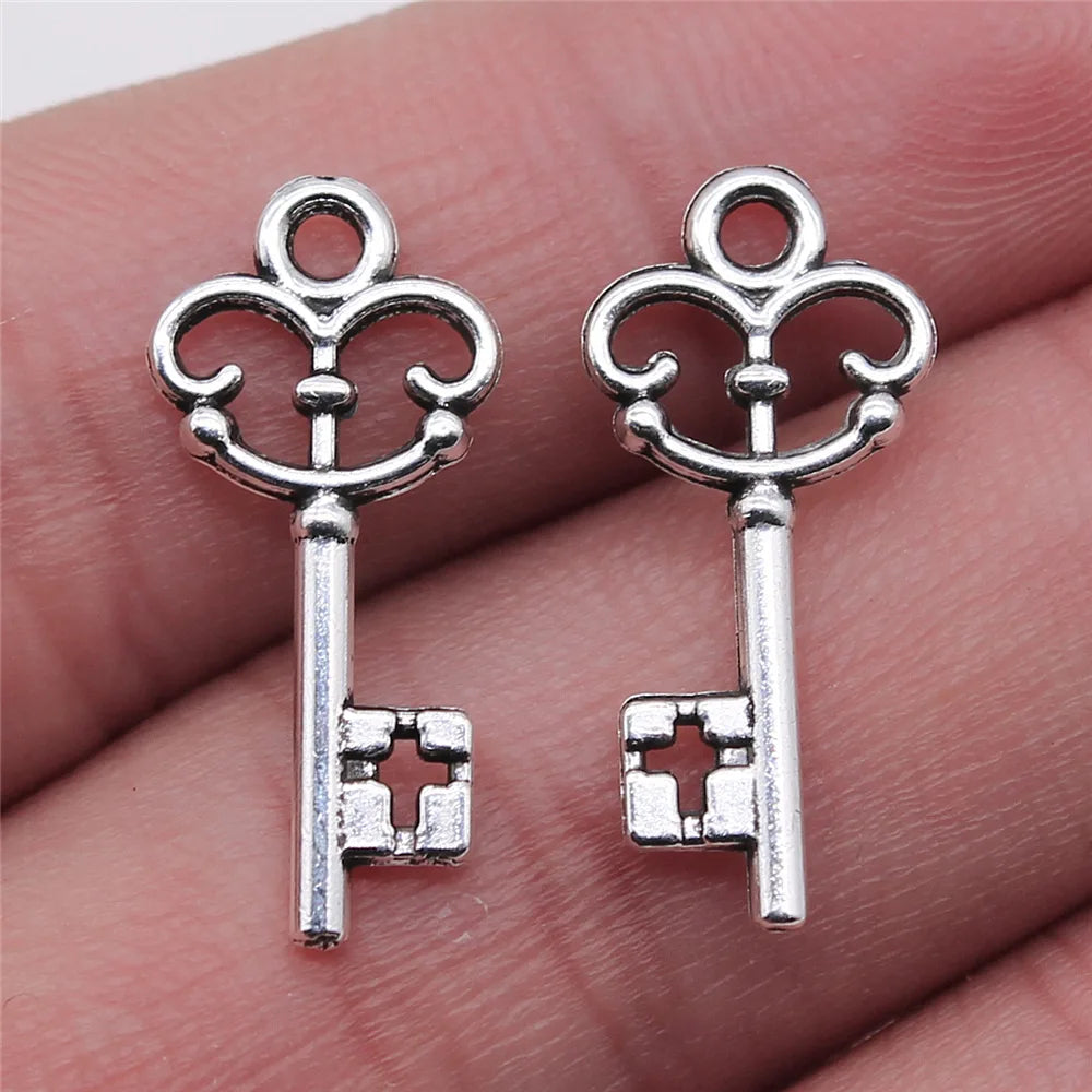 10x23mm 0.5g Multicolor Zinc Alloy Key Charm Pendant for DIY Necklace Bracelet Jewelry Making