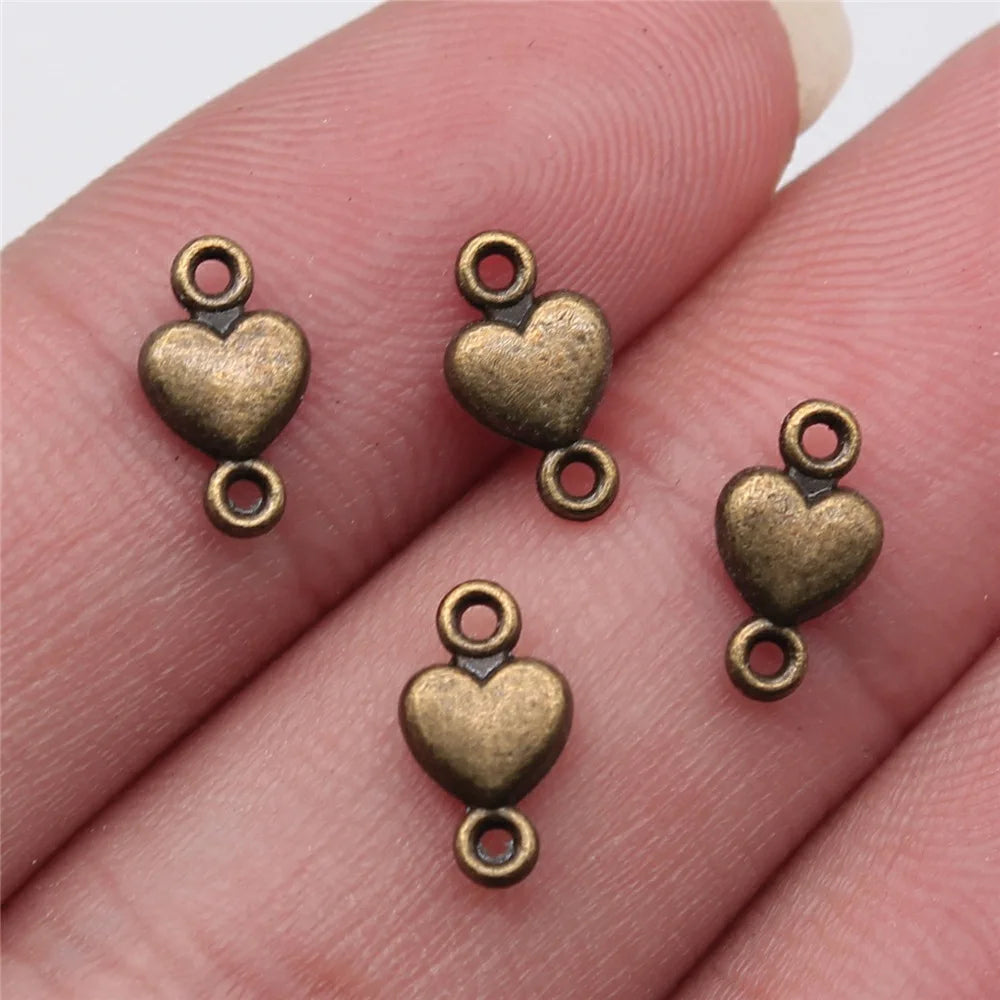10x5mm 0.3g Multicolor Zinc Alloy Small Heart connector charm for DIY bracelet necklace making