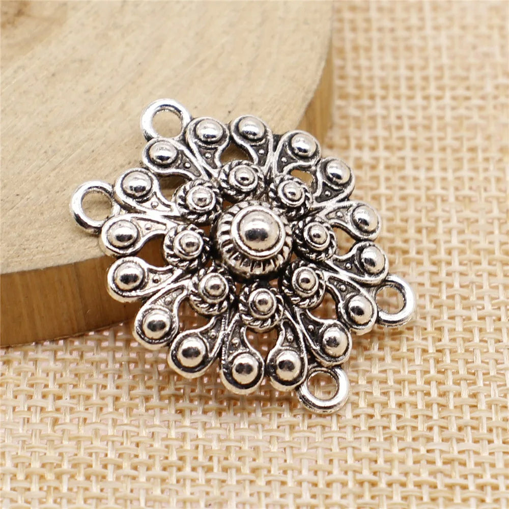 27x32mm 2.6g Antique Silver Zinc Alloy Four Hole Body Chain Connector Charm for Waist Chain Jewelry