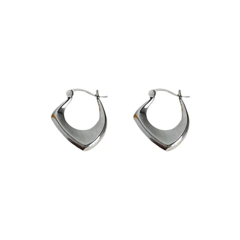 Sweet Cool Micro Pave Zircon Copper Stud Earrings Smooth Metal Geometric Hoop Minimalist Jewelry