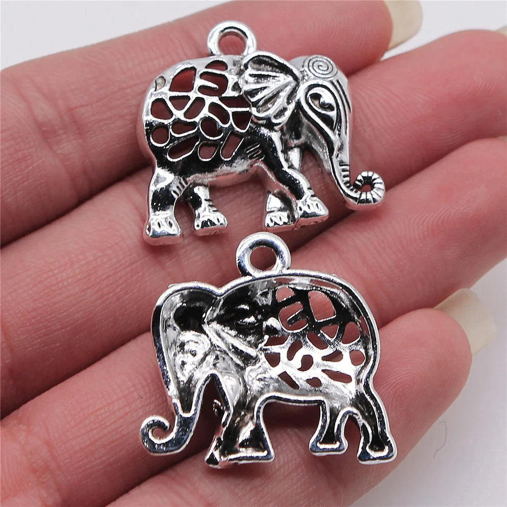 27x29mm 4.5g Multicolor Zinc Alloy Hollow Elephant Charm Pendant for DIY Necklace Bracelet Making