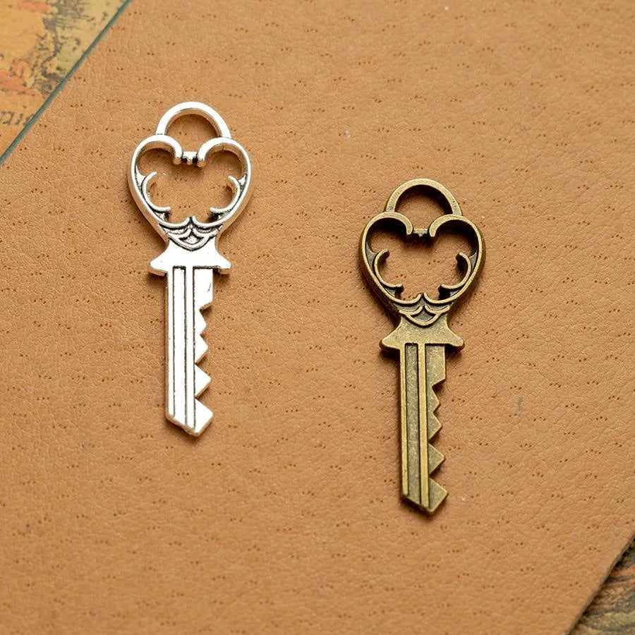 38x13MM Antique Silver Zinc Alloy Heart Key Lock Charm Pendant for DIY Necklace Bracelet Jewelry Making