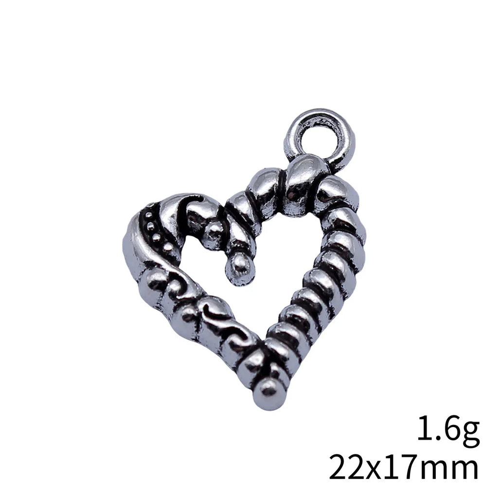 22x17mm 1.6g Antique Silver Zinc Alloy Heart Charm Pendant for DIY Garment and Jewelry Making