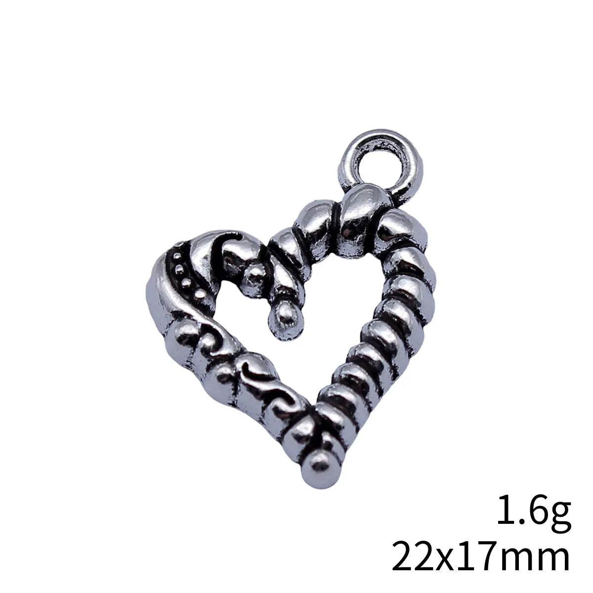 22x17mm 1.6g Antique Silver Zinc Alloy Heart Charm Pendant for DIY Garment and Jewelry Making