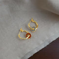 Light Luxury Asymmetric Copper Drip Glaze Geometric Circle Drop Earrings, New Chinese Style