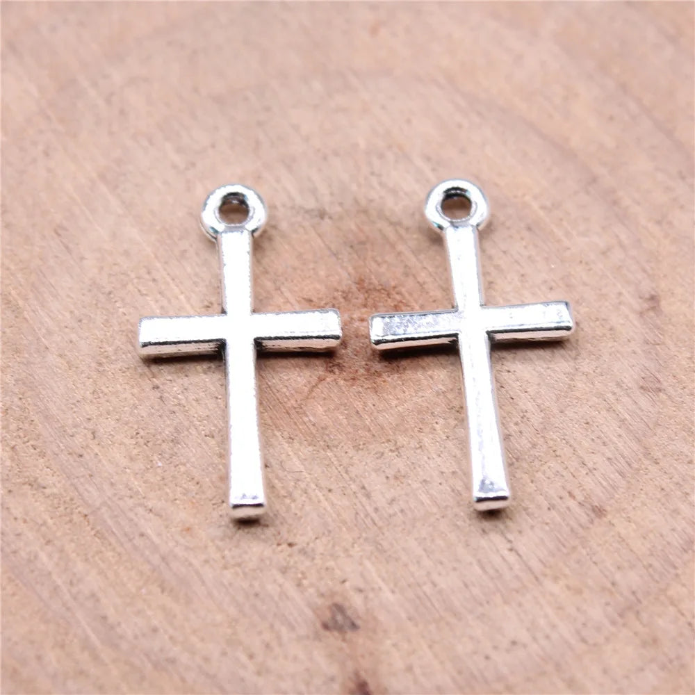 10x18mm 0.4g Multicolor Zinc Alloy Cross Charm Pendant for DIY Necklace Bracelet Jewelry Making