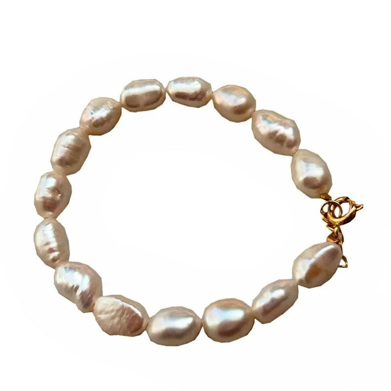Baroque Irregular Freshwater Pearl Bracelet Vintage Geometric Elegant Office Jewelry