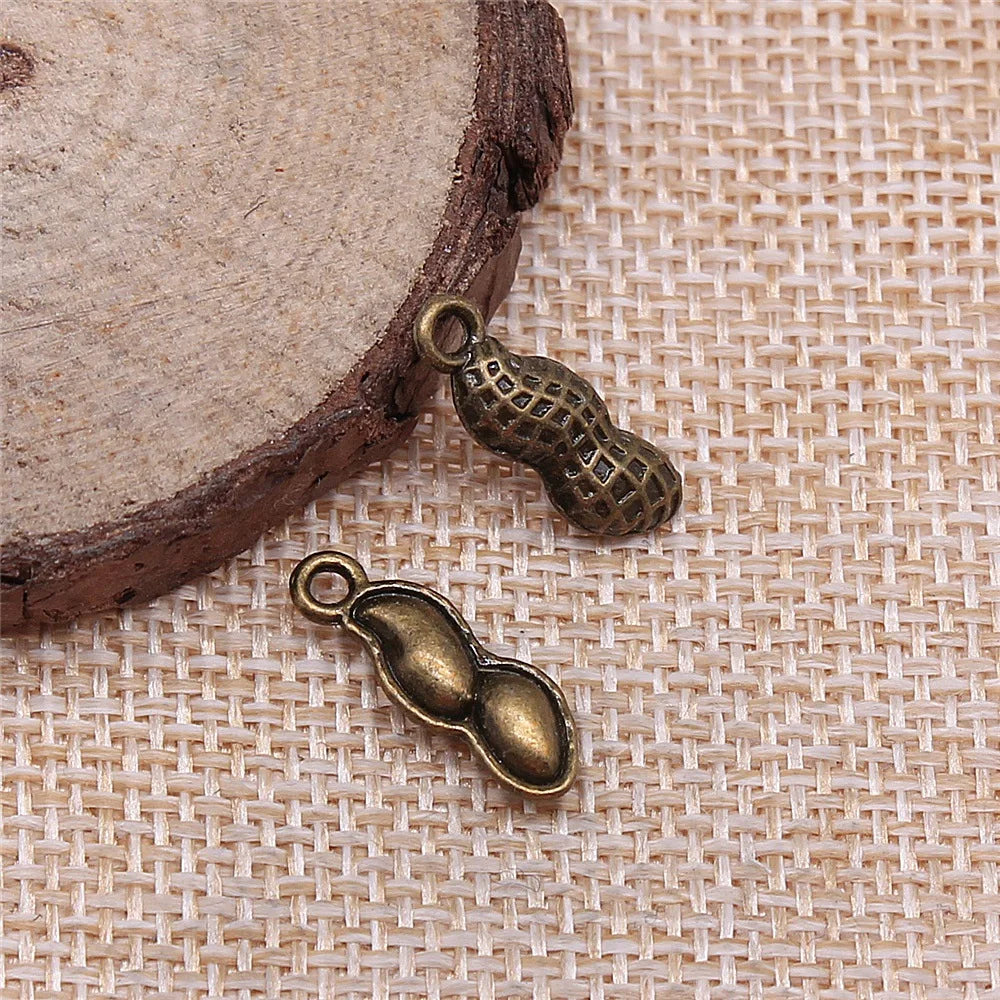 18x6mm 1.3g Multicolor Zinc Alloy Peanut Charm Pendant for DIY Food Theme Jewelry Making