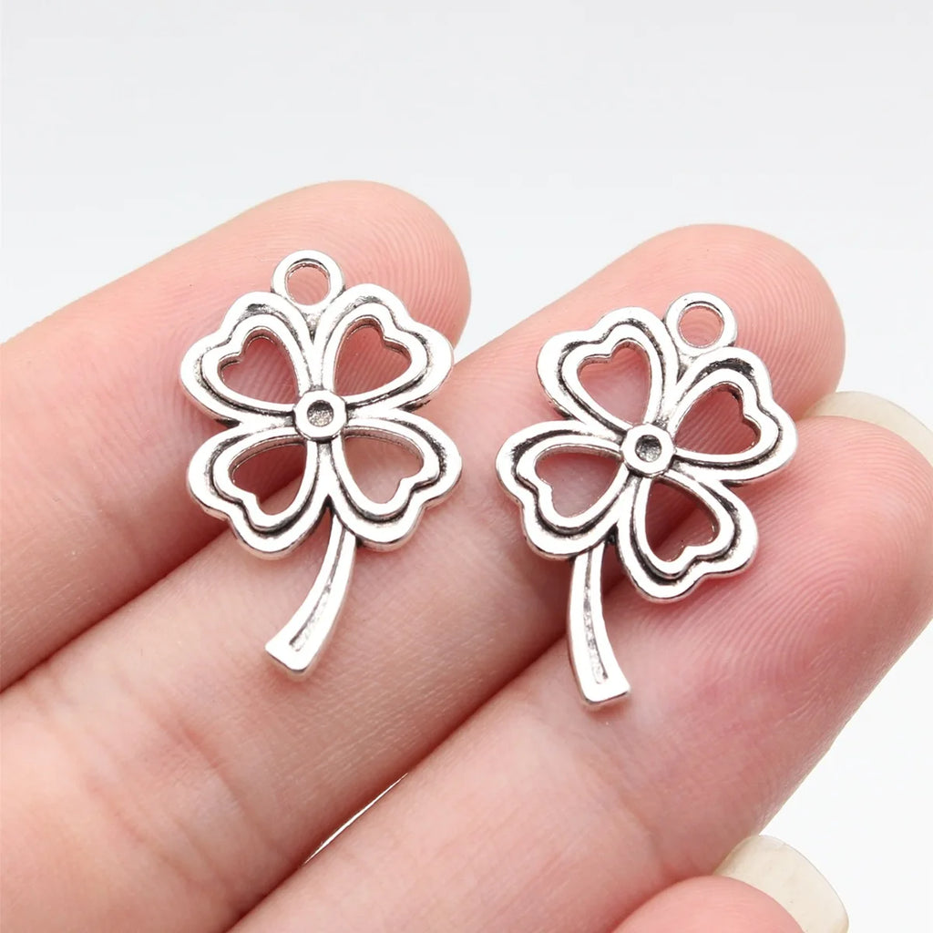 24x16mm 1.45g Multicolor Zinc Alloy Hollow Four Leaf Clover charm pendant for DIY clothing and jewelry
