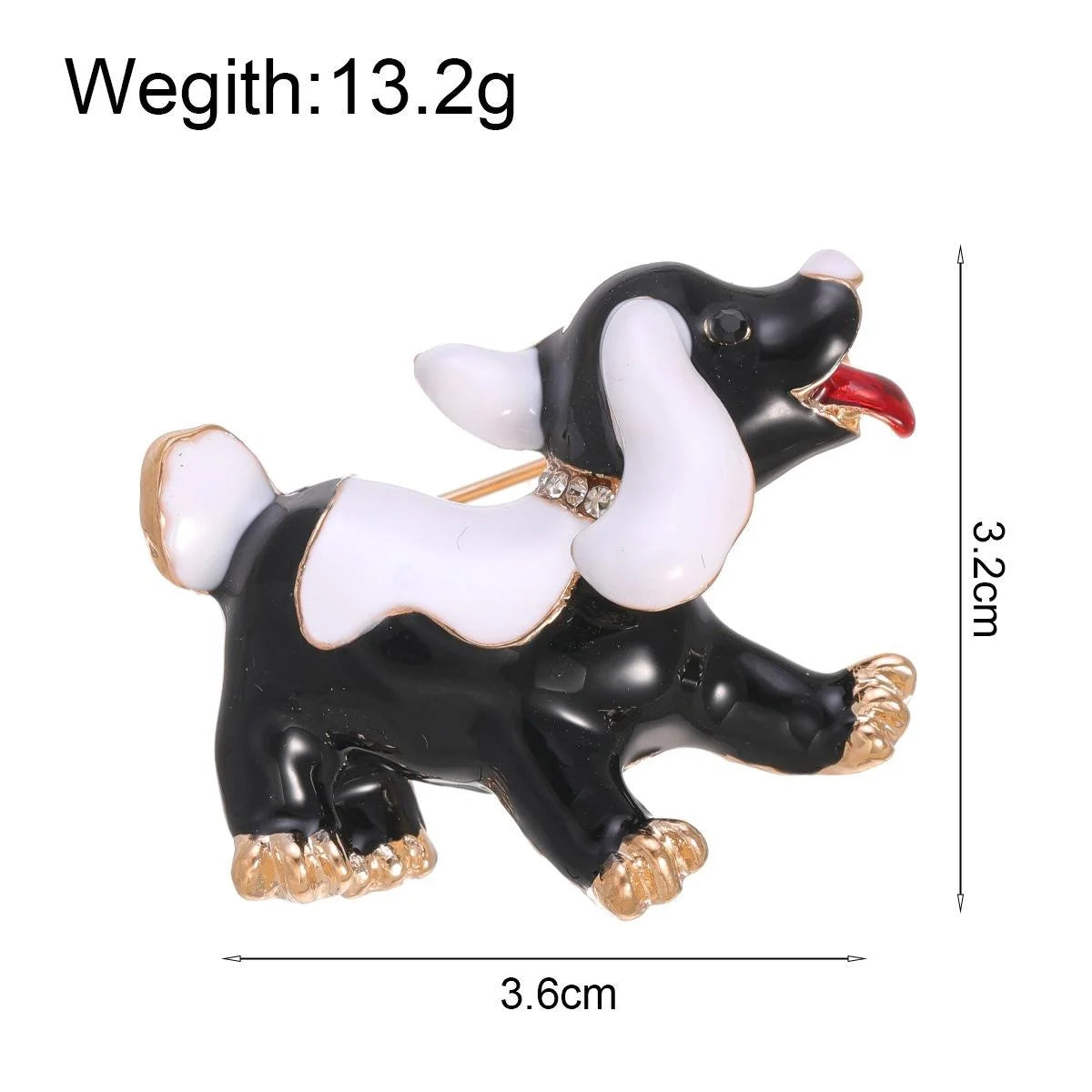 Cute Cartoon Puppy Enamel Brooch With Rhinestone Collar, Alloy Animal Lapel Pin Corsage Suit Accessory Gift