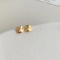 Minimalist Geometric Copper Stud Earrings For Women, Light Luxury Wrinkled Metal Square Design