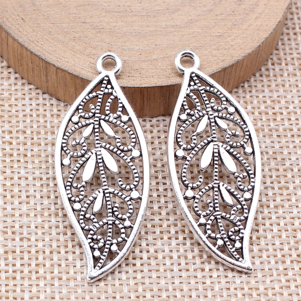 43x17mm 3.1g Antique Silver Zinc Alloy Leaf Charm Pendant for DIY Handmade Jewelry Making