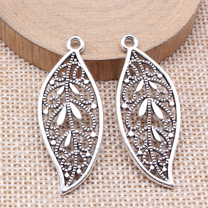 43x17mm 3.1g Antique Silver Zinc Alloy Leaf Charm Pendant for DIY Handmade Jewelry Making