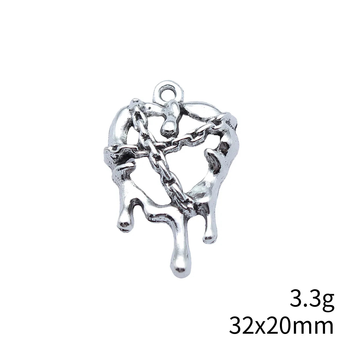 32x20mm 3.3g Antique Silver Zinc Alloy Gothic Bleeding Chain Heart Charm Pendant for Necklace Bracelet Jewelry Making