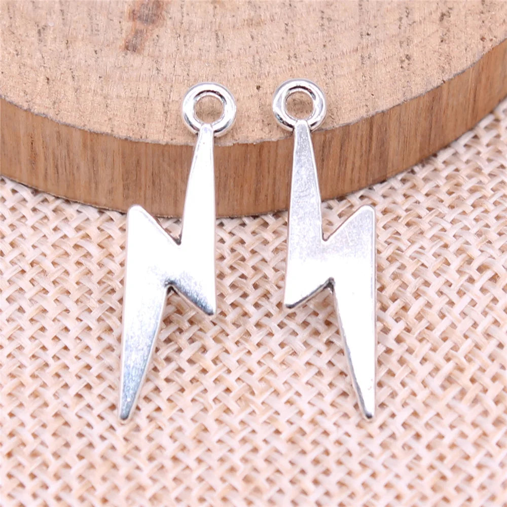 7x27mm 0.8g Multicolor Zinc Alloy Lightning Charm Pendant for DIY Punk Necklace Bracelet Making